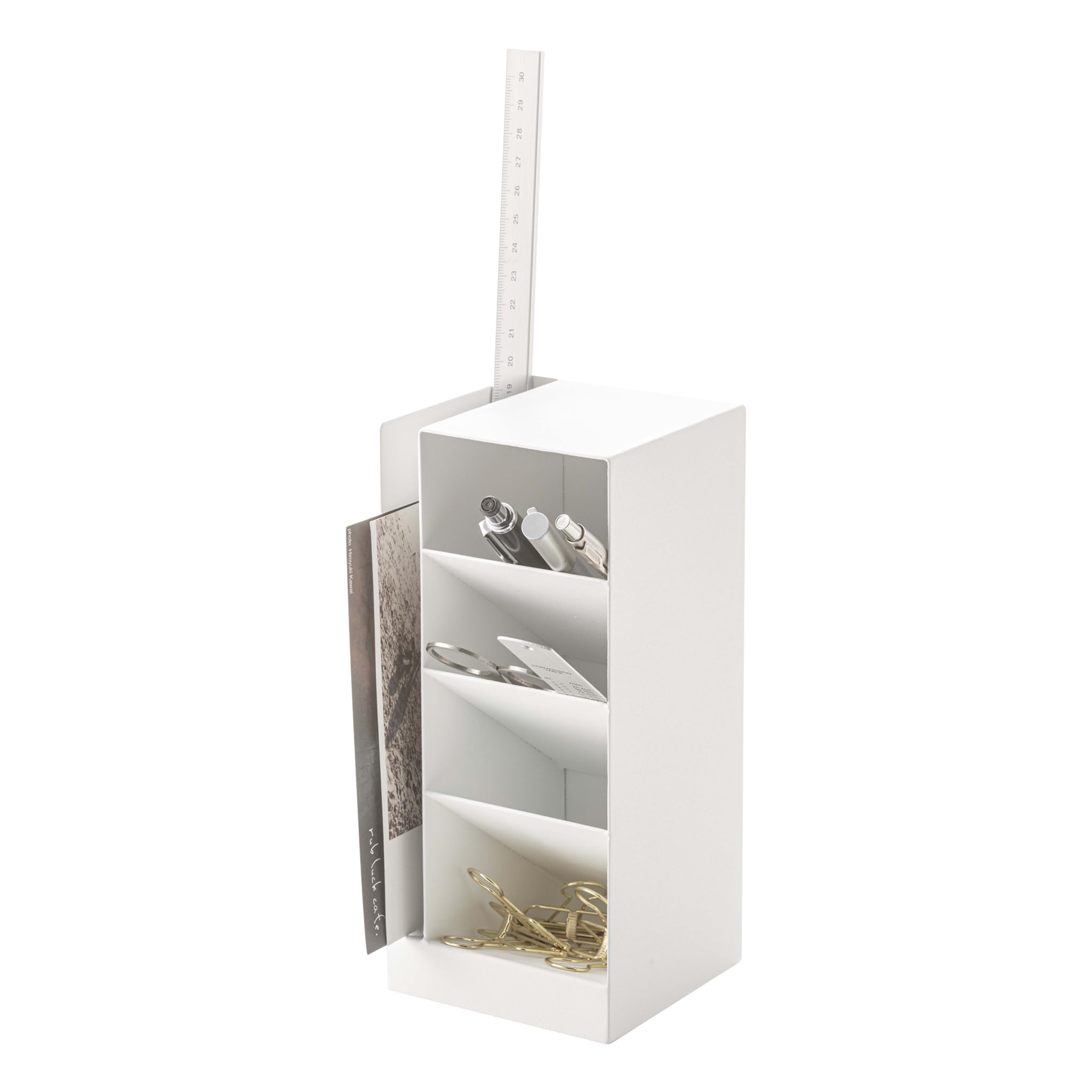 Yamazaki 3319 TOWER Pen Stand, white, Steel, Minimalist, 9 x 9 x 20 cm