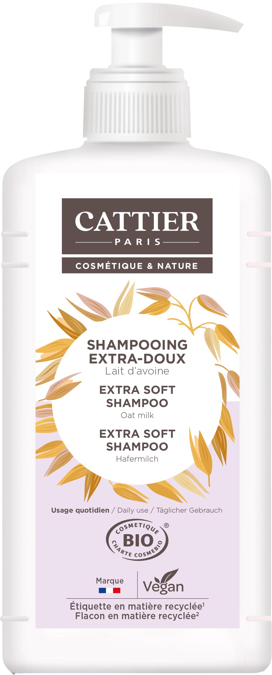 Cattier Extra-Soft Shampoo – Oatmeal Milk – Daily Use – 1 L