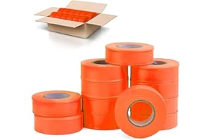 AdirPro 12 Pack Fluorescent Flagging Tape - Multipurpose Neon Marking Tape - Great Visual Labeling & Tagging for Home & Workplace Use (Fluorescent Orange, 150 feet)