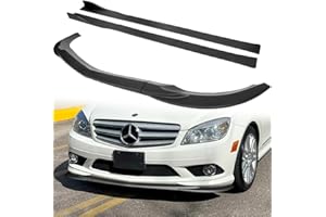 W-POWER Q1-TECH, 9PCS Front Bumper Lip & Side Skirt Extensions Diffuser Compatible with 2008-2011 Mercedes-Benz C300 / C350 Sedan W204, Front Bumper Lip Spoiler Air Chin Body Splitter ABS (Matt Black)