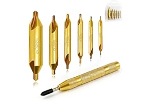 6 Pieces Center Drill Bits Set, M2 High Speed Steel 60-Degree Angle Center Drill Bits Kit Countersink Tools for Lathe Metalwo