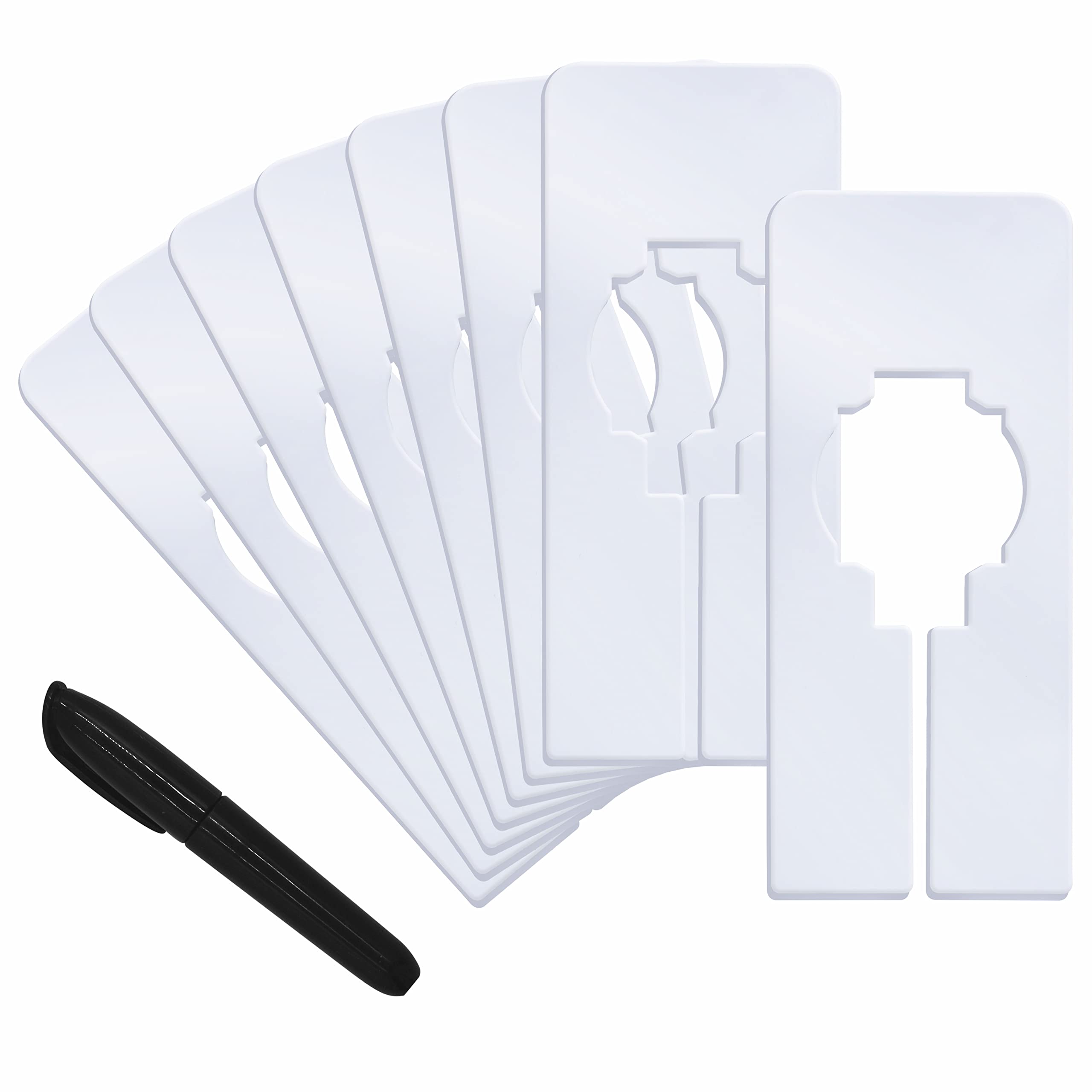 8 Pieces Rectangular White Plastic Cabinet Dividers; with Bonus Marker; Writable and Reusable; for Sorting Clothes Size, Color, Size 5 x 13.7 cm (Inner Diameter 3.6 cm)