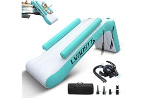 LVAOSTT Pontoon Waterfall Slide, Inflatable Water Boats Slide Island for Adults Kids Summer Lake Party