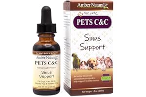 Amber NaturalZ Pet C&C Herbal Supplement for Dogs, Cats, Birds, Guinea Pigs, and Rabbits | Pet Herbal Supplement for Healthy Sinus | 1 Fluid Ounce Glass Bottle |Manufactured in The USA
