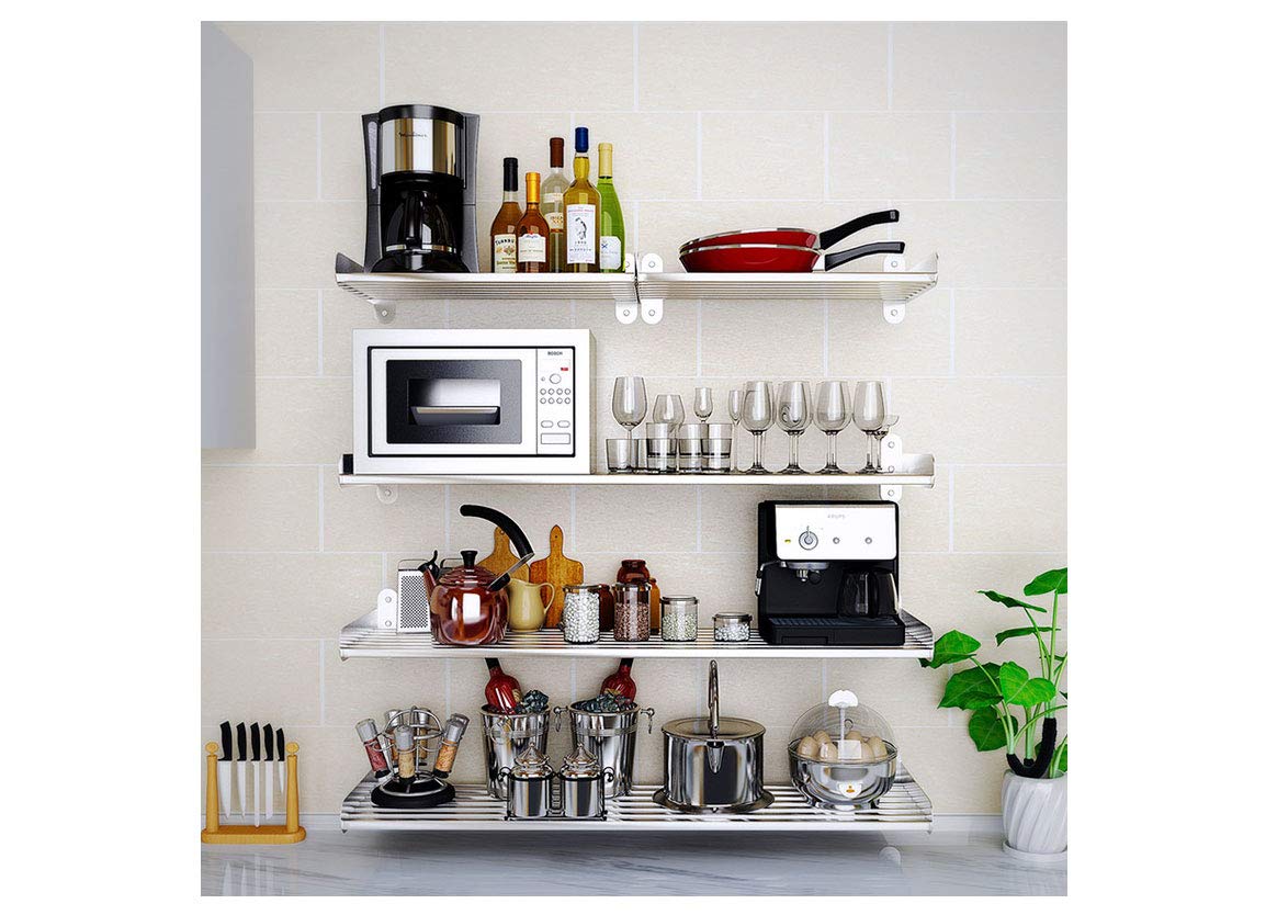 Ablageboden Aus Edelstahl Optional In Mehreren Größen Wand-Küchenregale