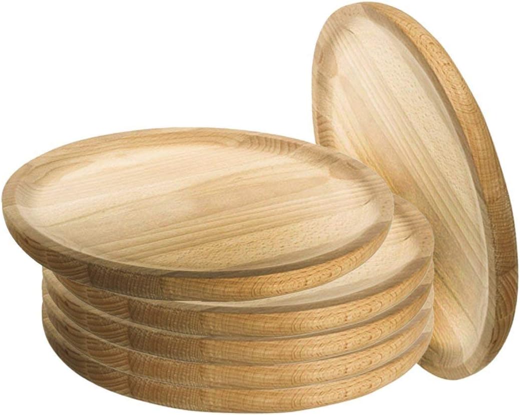 Artema - Wooden Plates - Octopus, Cheese, Salad Plates - Pack of 6 - Ø 30 cm