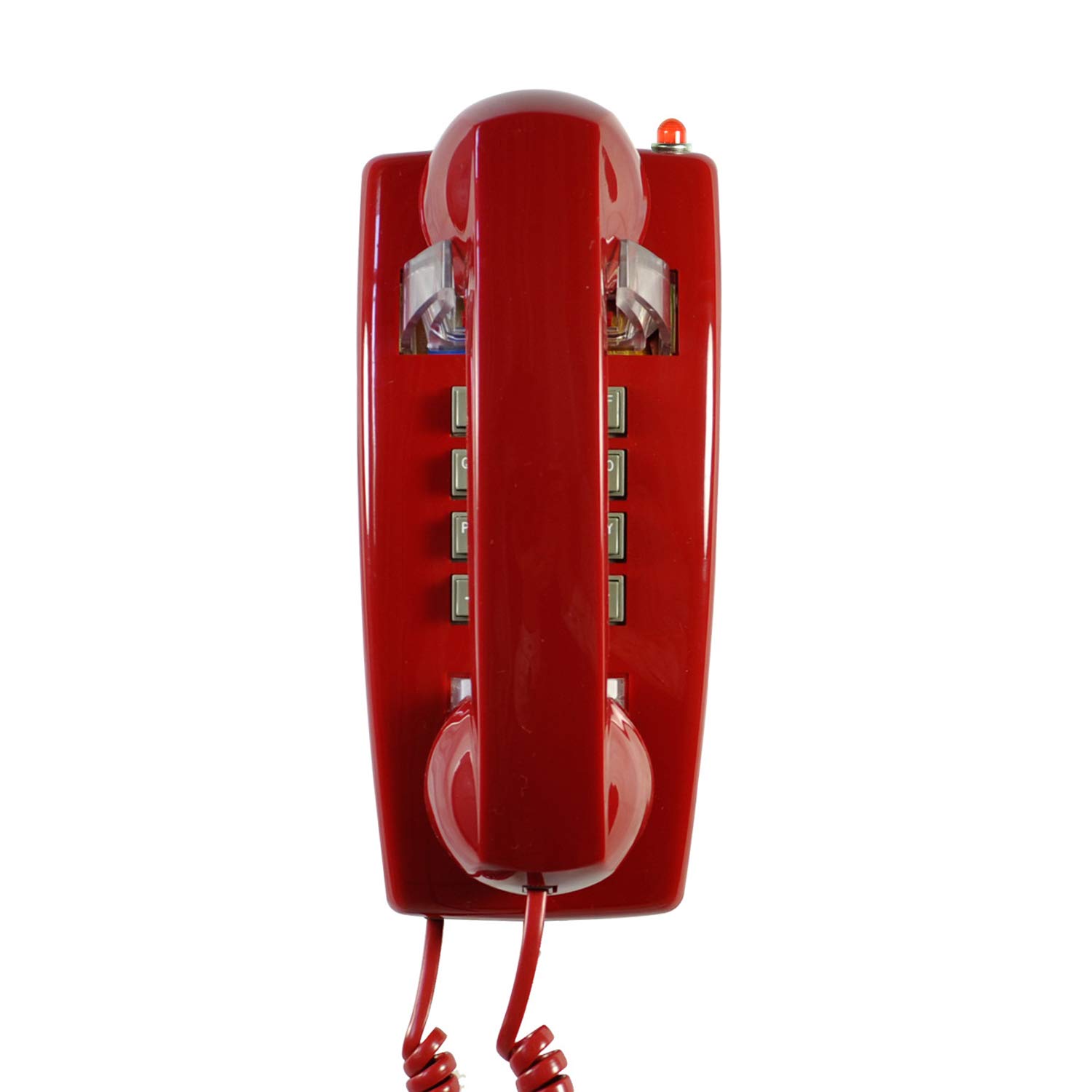 TelPal Red Wall Phone, Analog Corded Mounted Phone with Loud Traditional Bell, Classic Landline Phone with Handset Volume Control