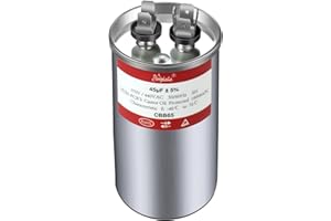 AMPTATA AC Capacitor, 45uf CBB65B Capacitor for AC/HVAC/Air Conditioner/Pool Pump/Condenser Fan Run Motor Start, 45MFD CBB65 370VAC 440VAC 450VAC 50/60Hz Carrier ac Capacitor