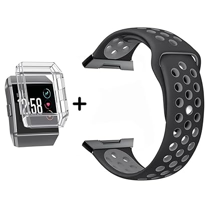 Bands for Fitbit Ionic, MeriCino Soft Silicone Sport Band Replacement Strap Fashion Perforated Breathable Accessory Adjustable Fitness Fitbit Ionic ...