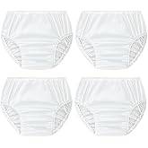 SMULPOOTI Reusable Diaper Covers - Premium Plastic Underwear Cover Rubber Pants for Toddlers 4 Packs White 4T