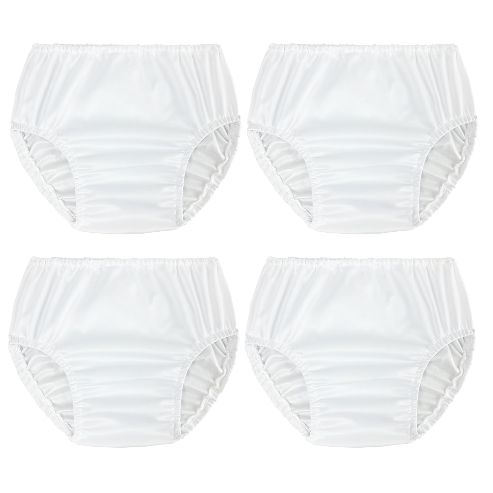 Photo 1 of SMULPOOTI Reusable Plastic Underwear Covers for Potty Training Swim Diaper Covers Premium Toddlers Rubber Training Pants Toddlers Diaper Cover 4 Packs White 1T