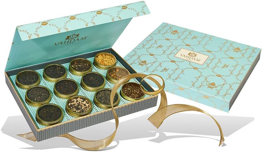 VAHDAM, Assorted Tea Gift Set Bloom, 12 Teas in Beautiful Tea Sets