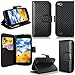 Cellularvilla Wallet Case for BLU Life Play L100A Carbon Fiber Black Pu Leather Wallet Card Flip Open Pocket Case Cover Pouch