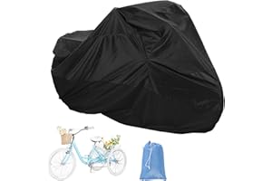 AkiiGer Adult Tricycle Cover Waterproof Outdoor, Bike Covers for 2 Bicycles, Sun Dust Wind Proof Bicycle Cover with Lock Hole, 90.6"L, Ripstop Material, Easy to Carry-Black