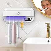 Wall Mounted Toothbrush Holder with Active Airflow Drying for Shared Family Bathroom, Fits Electric & Manual Toothbrushes, Rechargeable, No-Drill Installation