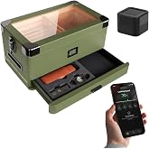 CASE ELEGANCE Military Glass Top Humidor, Matte Green, Holds 70-100 Cigars | Digital hygrometer, Spanish cedar, humidor solution