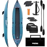 WONITAGO Inflatable Kayak with Reinforced PVC and Drop Stitch Floor | Portable Touring Kayak with Kayak Paddle, Soft Seat, Hand Pump and Carrying Bag, 1&amp;2-Person
