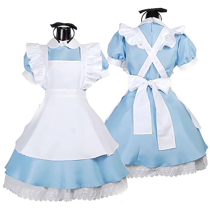 Lserver Nuova Alice Nel Paese Delle Meraviglie Anime Cameriera Costume Lolita Vestiti Vestito Da Cameriera Blu
