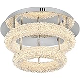 Elegant Lighting Bowen 18" 2-Light Metal Adjustable LED Flush Mount in Chrome