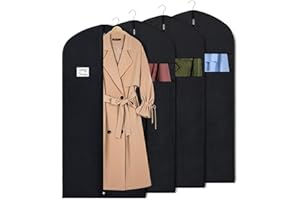 Syeeiex 60 Inch Dress Bags for Gown Long Set of 4 Garment Bags for Hanging Clothes with Clear window,Closet Storage Breathbal