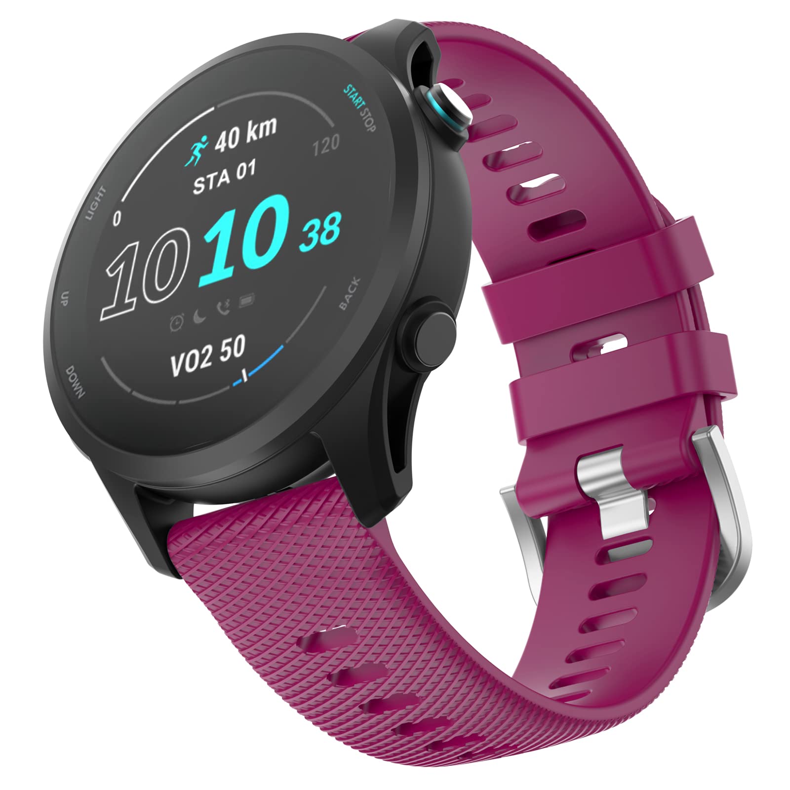 OVERSTEP Forerunner 255 Strap/255 Music Strap, 22mm Replacement Strap Soft Silicone for Garmin Venu 2/Vivoactive 4, wine red
