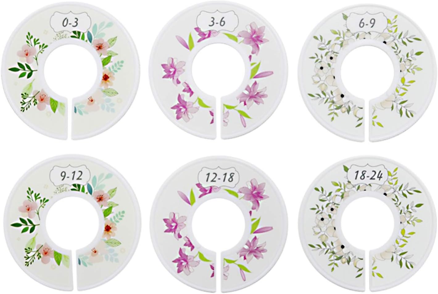 6Pcs Wardrobe Dividers,Round Plastic Baby Clothes Dividers,Use for Size