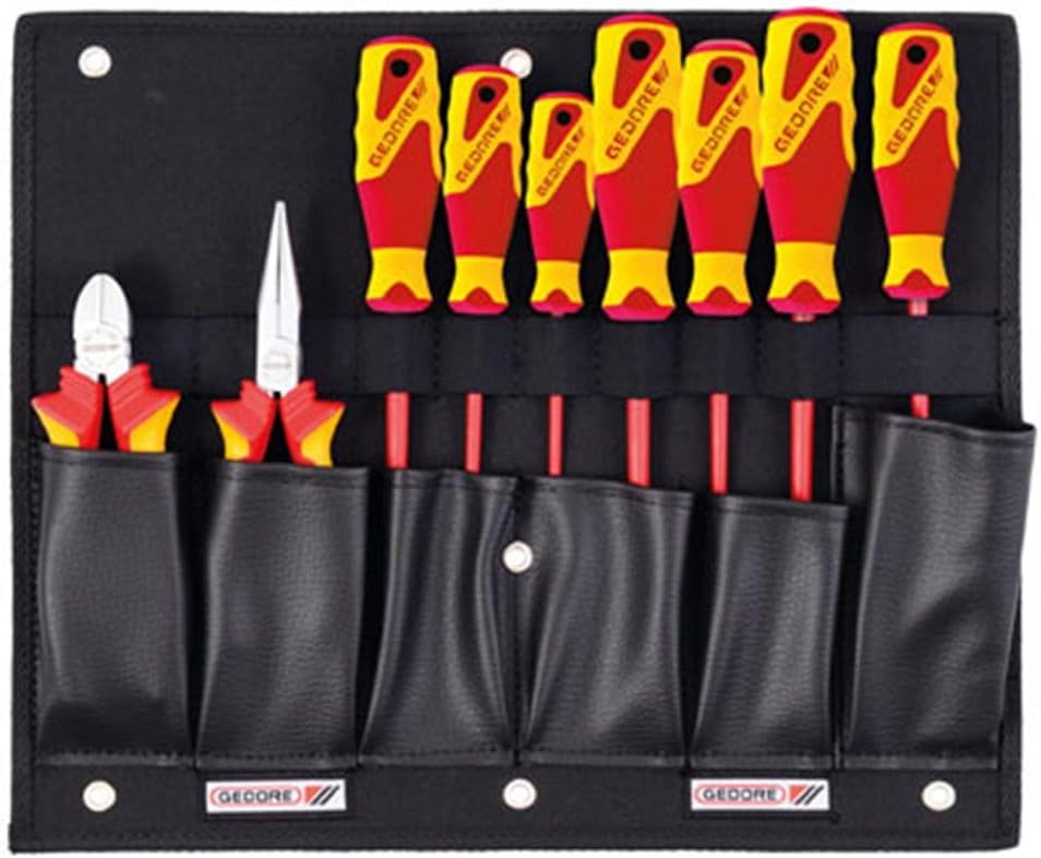 Gedore 1100 W-002 VDE Tool Board with VDE Pliers/Screwdriver Assortment, Rot Und Gelb