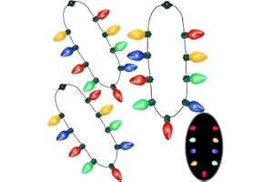 Dilabnba Light Up Christmas Halloweeen Necklace, LED Sparkle Necklace Bulb for Xmas Ugly Sweater Birthday Wedding Rave Carnival Party Favors, Accessories Gift for Indoor Outdoor (3PCS/35inch)