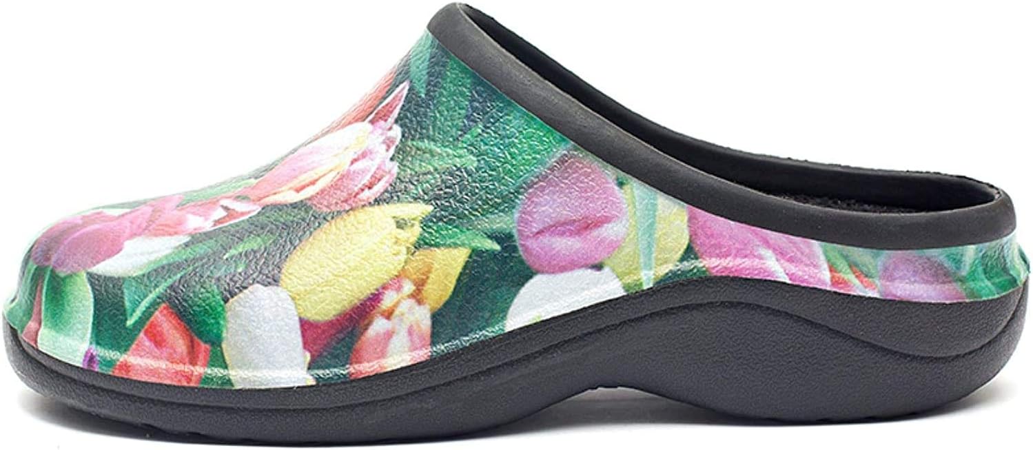 Backdoorshoes Waterproof Premium Garden Clogs with Arch Support-Tulip Design