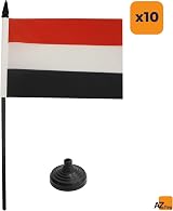 AZ FLAG Set of 10 Yemen Table Flags 4x6 in Polyester with 10in Pole view 4