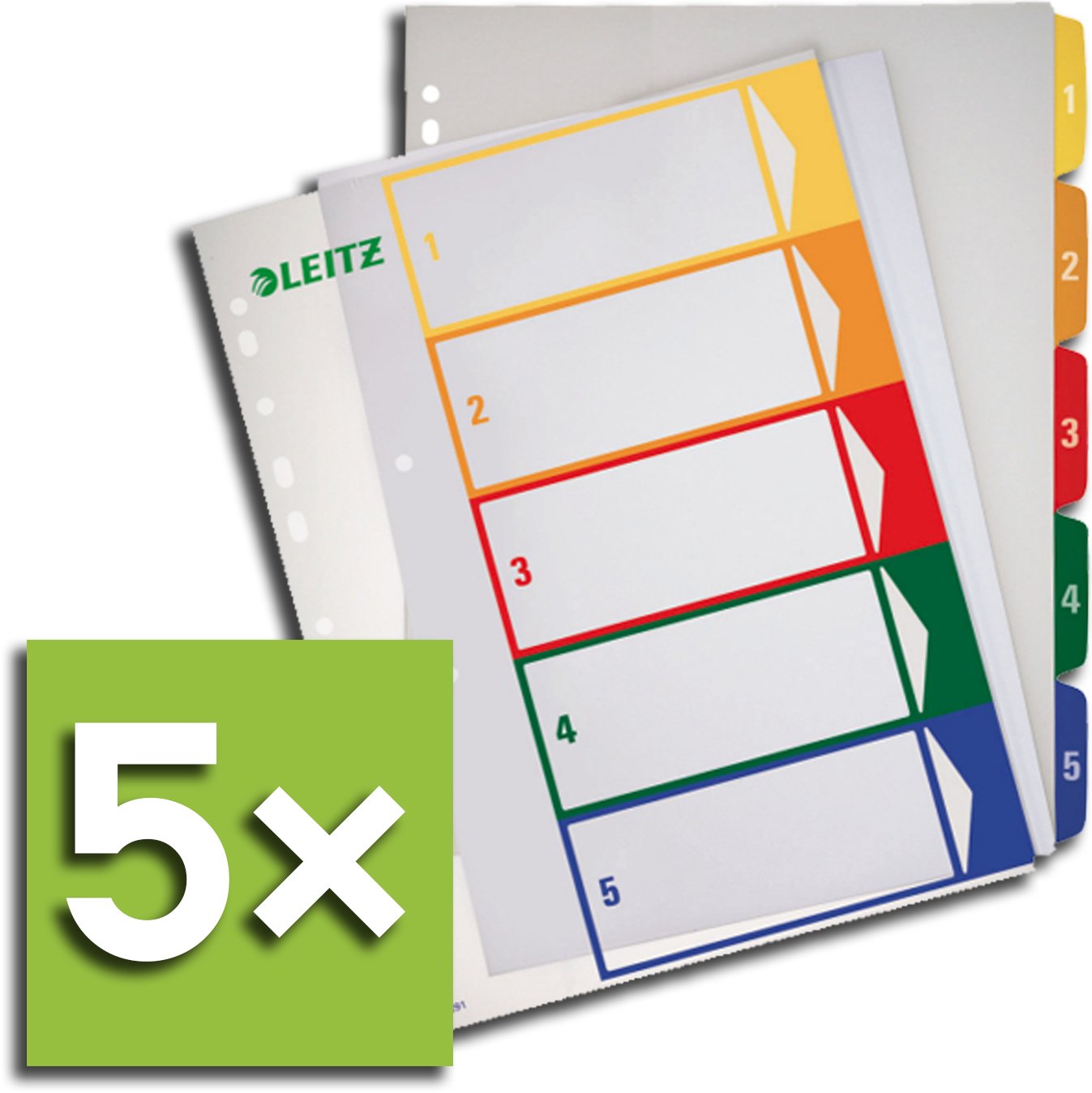 Leitz Index 1291 PC Writeable for DIN A4, Colour/Transparent 1-5, 5 Register