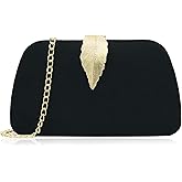 Milisente Clutch Purses For Women, Solid Suede Evening Clutch Bag Shoulder Bag With Metallic Leaves Clasp
