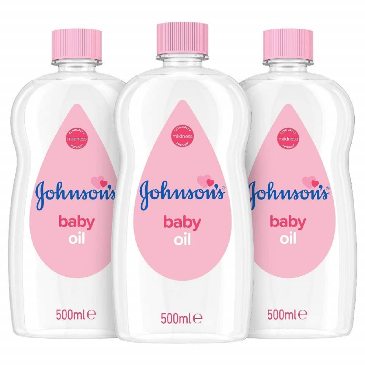 Johnson's Baby Oil, Leaves Skin Soft and Smooth Ideal for Delicate Skin, 500 ml, Pack of 3