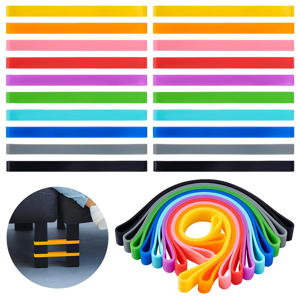 AHANDMAKER 20Pcs Chair Bands for People with Fidgety Feet, 10 Colors Stretch Silicone Fidget Bands for Classroom Chairs, Stretch Foot Band, Fits for Sensory Fidget and Adhd, 5.3x0.37