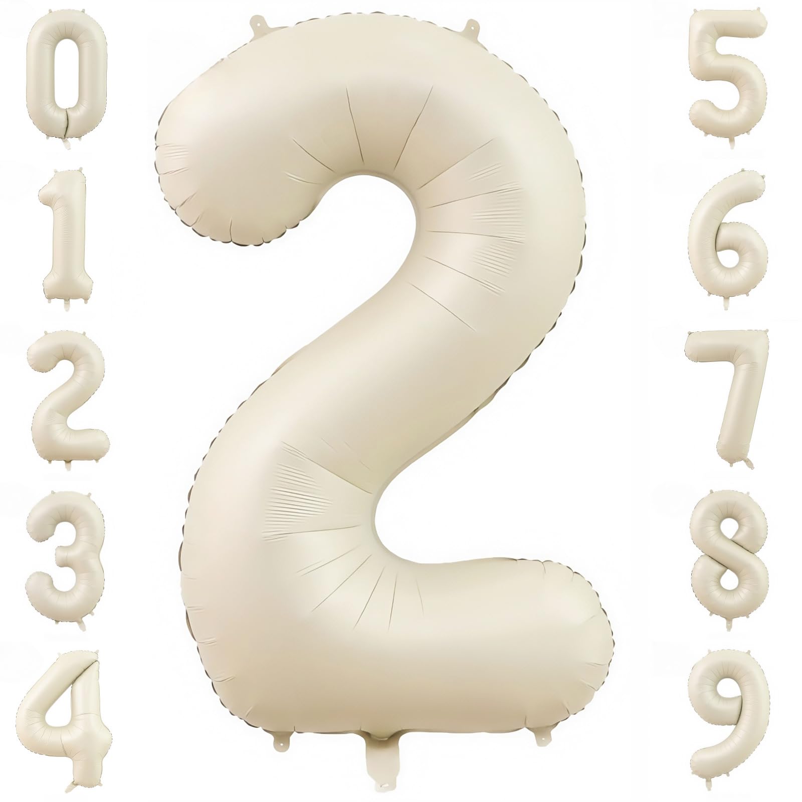 Photo 1 of Cream Number 2 Balloons,40 Inch 2 Balloons Giant Helium Foil Mylar Beige 2 Balloon Number for Birthday Party Anniversary Decorations
