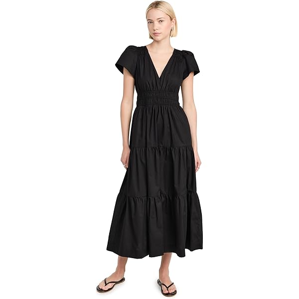 midi v neck black tie dress Elegant Black Diana Midi Dress