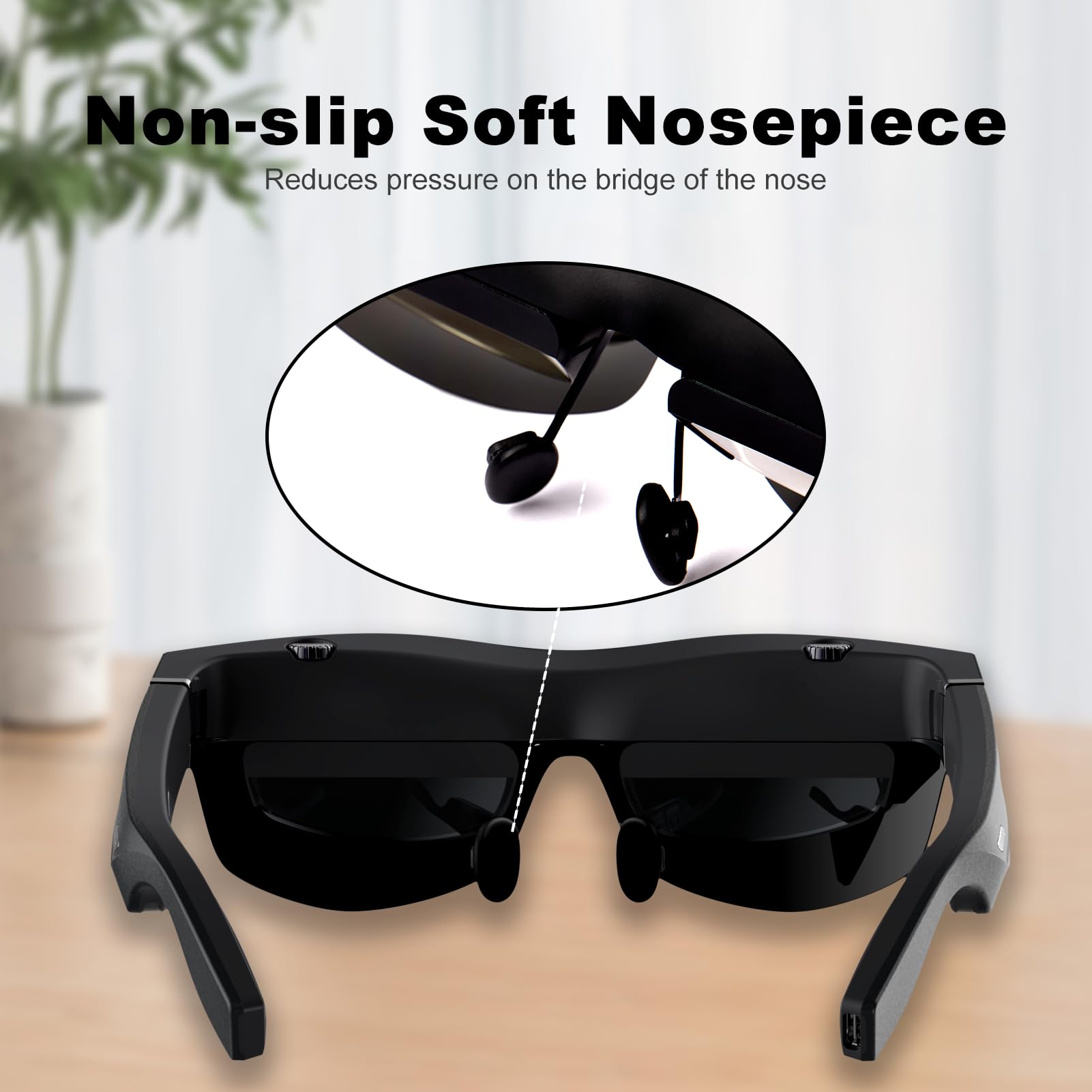 TQSKY T1 AR Glasses C-Port Direct Connection, Smart Glasses with 150'' 1080P HD Screen, up to 600D Myopia Adjustment, for Large-Screen Entertainment, Home Theater, Travel, Outdoor Camping