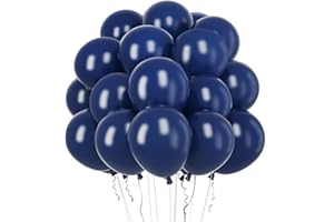 RUBFAC Navy Blue Balloons, 50pcs 12 Inch Matte Dark Blue Balloons, Premium Latex Balloons with Ribbon for Birthday Wedding Baby Shower Graduation Anniversary Party Decorations