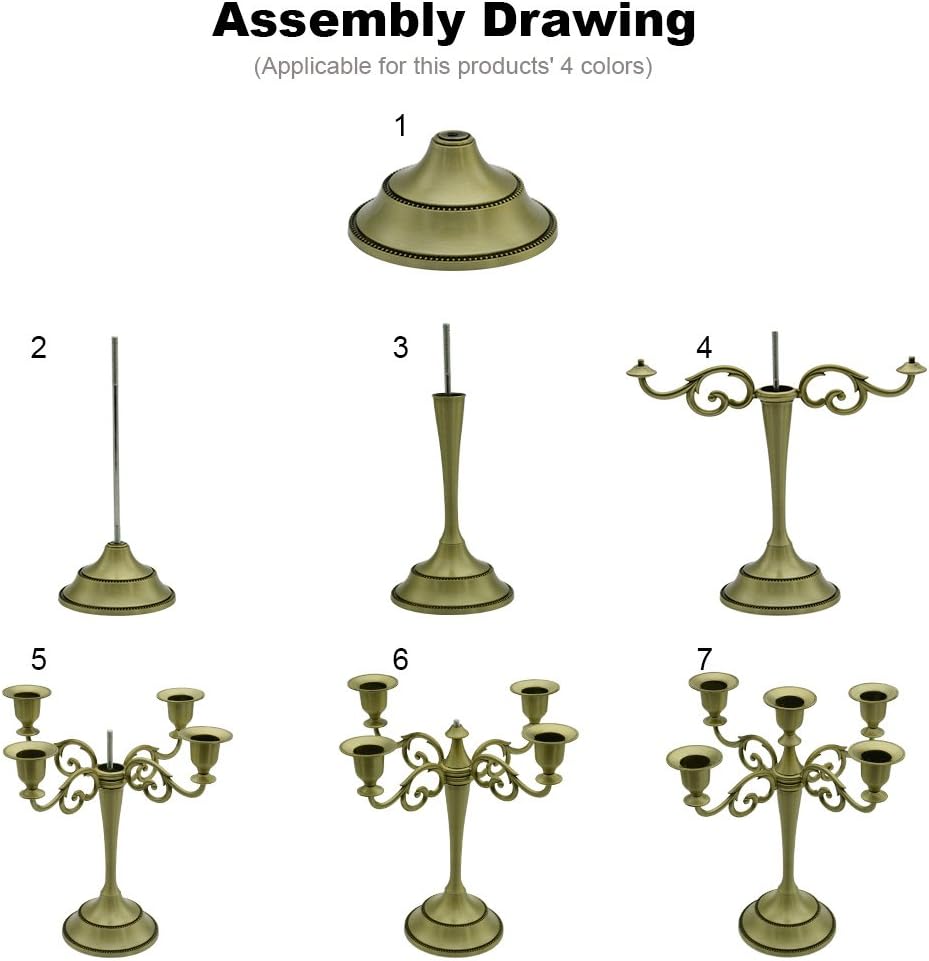 Honysky 5-Candle Metal Candelabra Candlestick Holders 10.6 inch Tall Candle Holder Wedding Event Candelabra Candle Stand (Black Candelabra): Home & Kitchen