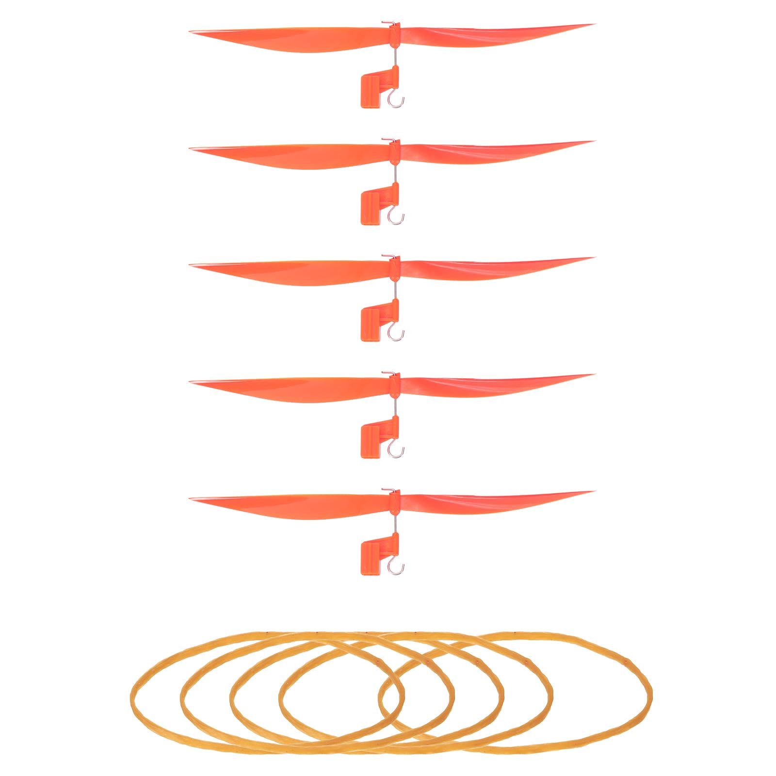 sourcing map Plastic Propeller, Propeller Props Blade with Rubber Band Hooks Helicopter Kit 7" Fold Resistant for STEM Activities Powered Airplanes DIY Science(Orange, Pack of 5)