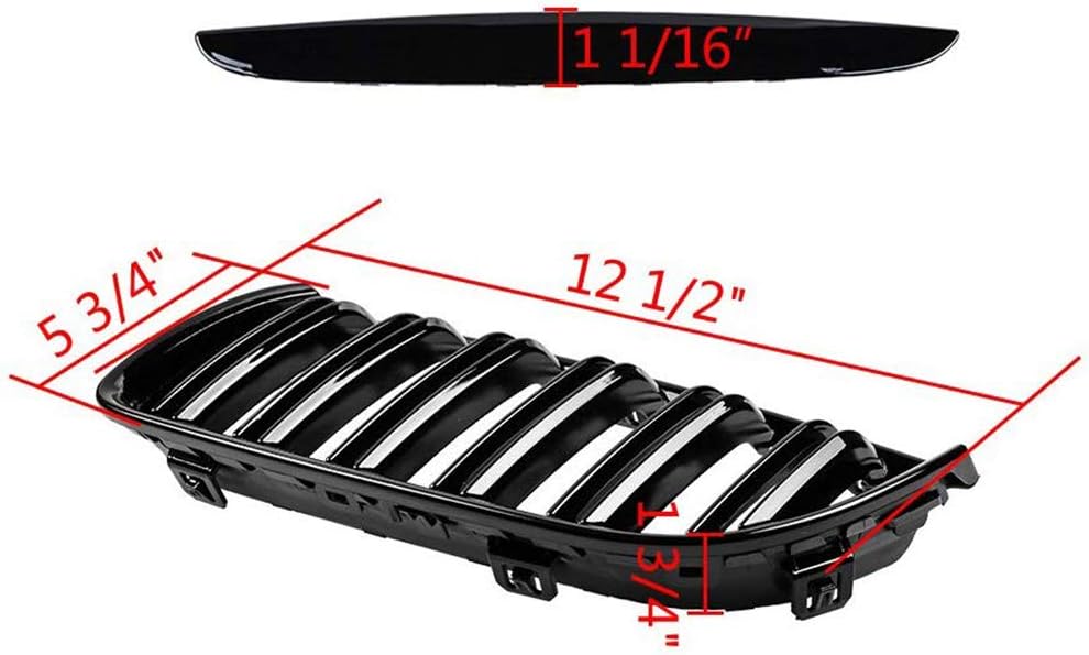 Ricoy Gloss Black Front Kidney Grill Grilles For 2005-2008 325i 328i Sedan Wagon E90 E91 4 Door (Dual Slat) - Image 5