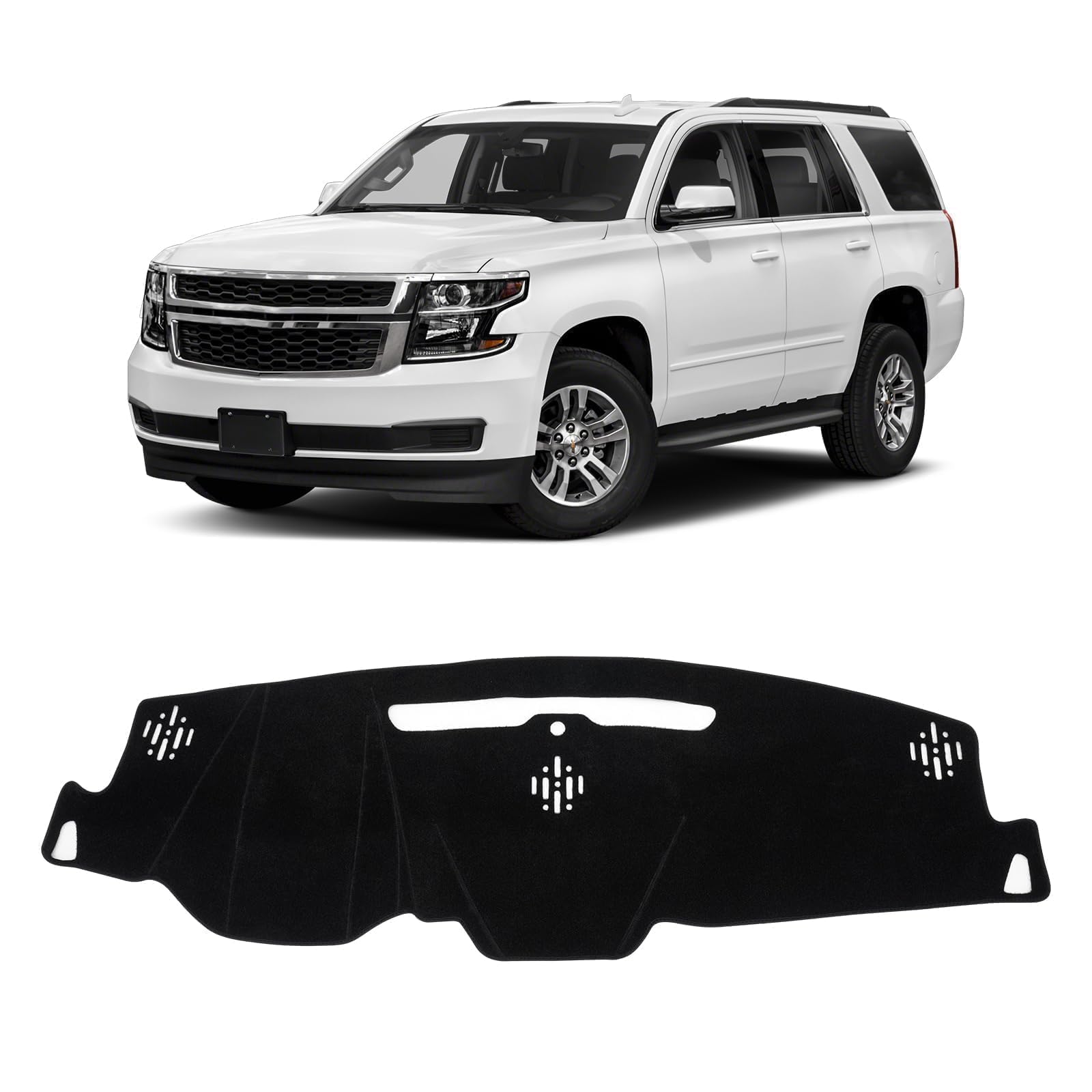 Photo 1 of KUST Car Dash Cover for Chevy Tahoe/Suburban 2015-2019 2020 (LS, LT, LTZ), GMC Yukon/Yukon XL (SLE, SLT, Denali) Polyester Non-Slip Center Console Dash Cover Interior Accessories for Tahoe Black