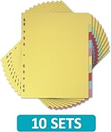 Elba A4+ Yellow 10 Part Dividers 10 Pack for Punched Pockets Office School view 2
