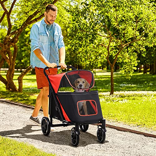 PawHut OneClick Foldable Doggy Stroller for Medium Large Dogs, Pet