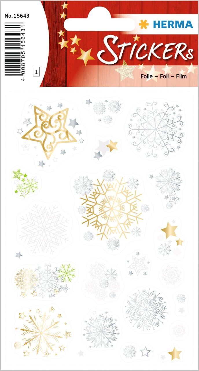 HERMA 15643 Creative Sticker Starflourish Foil Transparent Permanent 1 Sheet / 20 Stickers