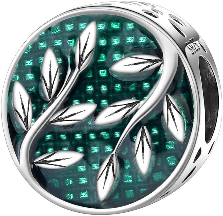 DALARAN 925 Sterling Silver Charms for Bracelet Family Tree Leaves Flower Charm Bead Heart Shape Mothers Day Jewelry Gift