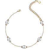 Gold Pearl Bracelets for Women 14K Gold Plated dainty bridesmaid bracelet pearl jewelry