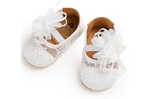 Ohwawadi Infant Baby Girl Shoes Baby Mary Jane Flats Princess Wedding Dress Shoes Crib Shoe for Newborns, Infants, Babies, and Toddlers