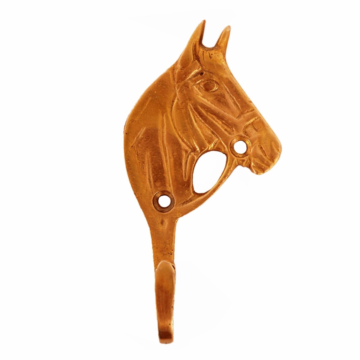 Purpledip Brass Wall Hook Hanger for Keys, Clothes 'Wild Horse'; Vintage Design Wall Decor (11123)