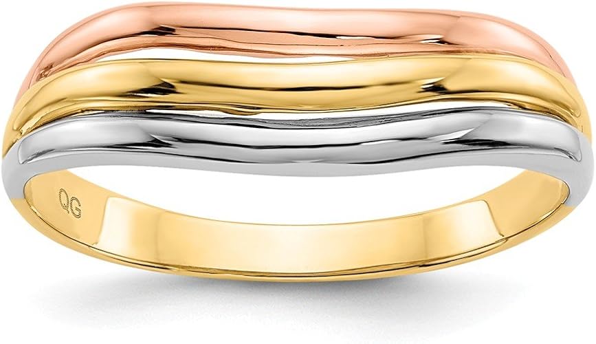 Diamond2Deal 14k TriColor Gold Fancy Ring for Women Size 7